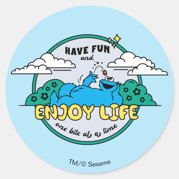 Cookie_Monster___Enjoy_Life_One_Bite_at_a_Time_Classic_Round_Sticker_1 Cookie Monster Enjoy Life One Bite At A Time Classic Round Sticker