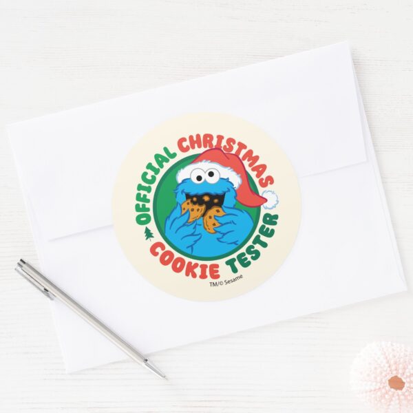 Cookie_Monster___Official_Christmas_Cookie_Tester_Classic_Round_Sticker_3 Cookie Monster Official Christmas Cookie Tester Classic Round Sticker
