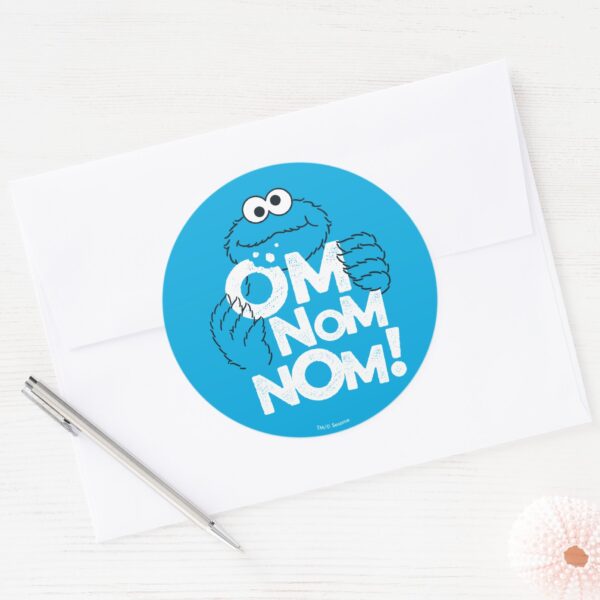 Cookie_Monster___Om_Nom_Nom!_Classic_Round_Sticker_3 Cookie Monster Om Nom Nom Classic Round Sticker