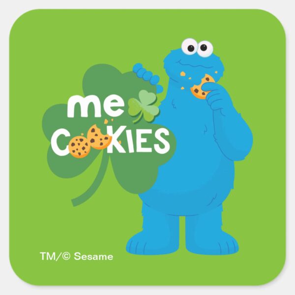 Cookie_Monster___Shamrock_Love_Square_Sticker_1 Cookie Monster Shamrock Love Square Sticker