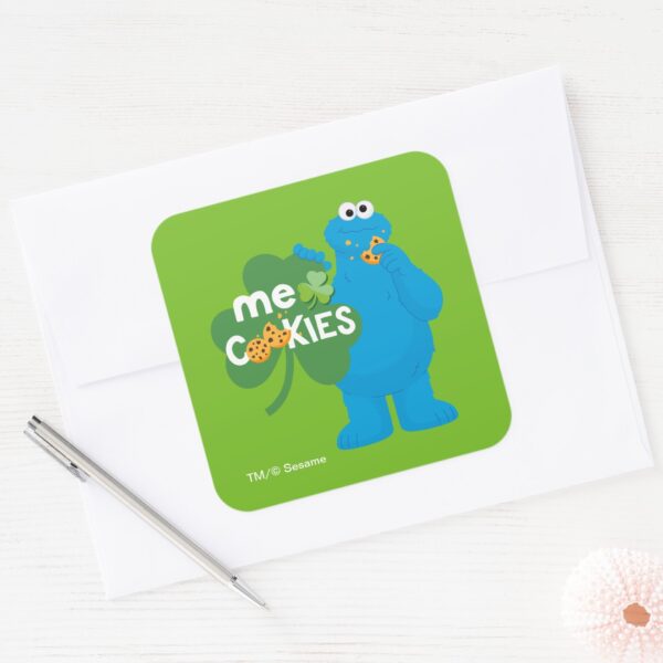 Cookie_Monster___Shamrock_Love_Square_Sticker_3 Cookie Monster Shamrock Love Square Sticker