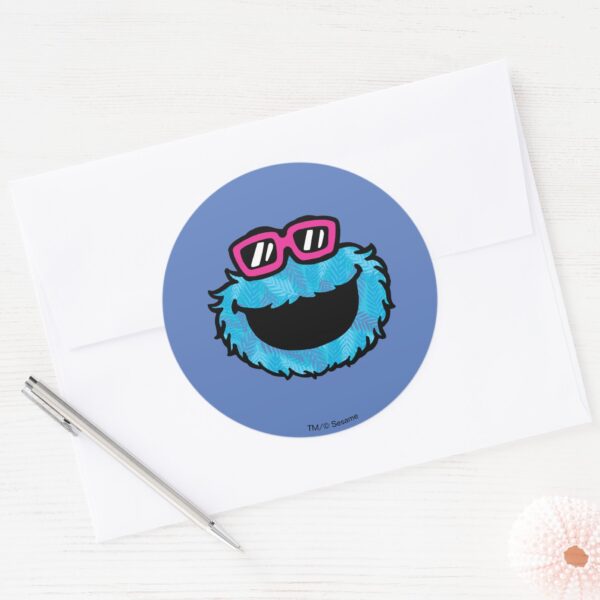 Cookie_Monster___Summer_Vibes_Classic_Round_Sticker_3 Cookie Monster Summer Vibes Classic Round Sticker