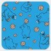 Cookie_Monster_and_Cookies_Blue_Pattern_Square_Sticker_1 Cookie Monster And Cookies Blue Pattern Square Sticker