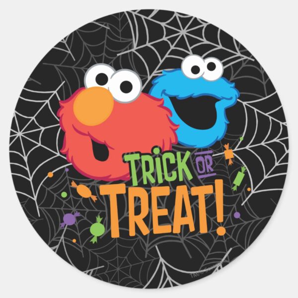 Cookie_Monster_and_Elmo_-_Trick_or_Treat_Classic_Round_Sticker_1 Cookie Monster And Elmo Trick Or Treat Classic Round Sticker