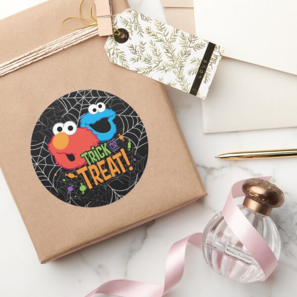 Cookie_Monster_and_Elmo_-_Trick_or_Treat_Classic_Round_Sticker_5 Cookie Monster And Elmo Trick Or Treat Classic Round Sticker