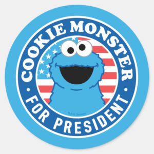 Cookie_Monster_for_President_Classic_Round_Sticker_1 Cookie Monster For President Classic Round Sticker