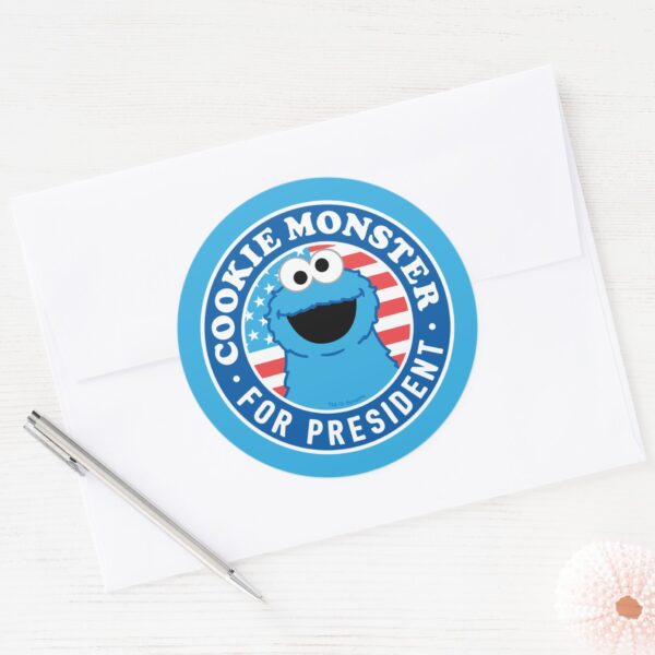 Cookie_Monster_for_President_Classic_Round_Sticker_3 Cookie Monster For President Classic Round Sticker