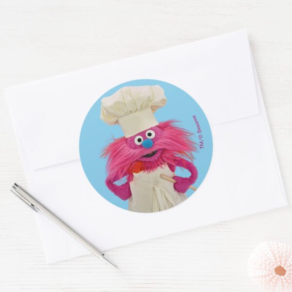 Cookie's_Monster_Food_Truck___Gonger_Posing_Classic_Round_Sticker_3 Cookies Monster Food Truck Gonger Posing Classic Round Sticker