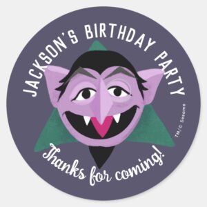 Count_von_Count_Face_Birthday_Party_Classic_Round_Sticker_1 Count Von Count Face Birthday Party Classic Round Sticker