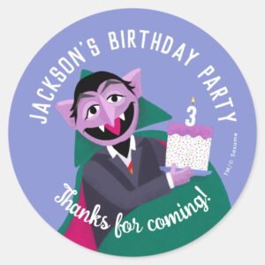 Count_von_Count_Number_Cake_Birthday_Party_Classic_Round_Sticker_1 Count Von Count Number Cake Birthday Party Classic Round Sticker