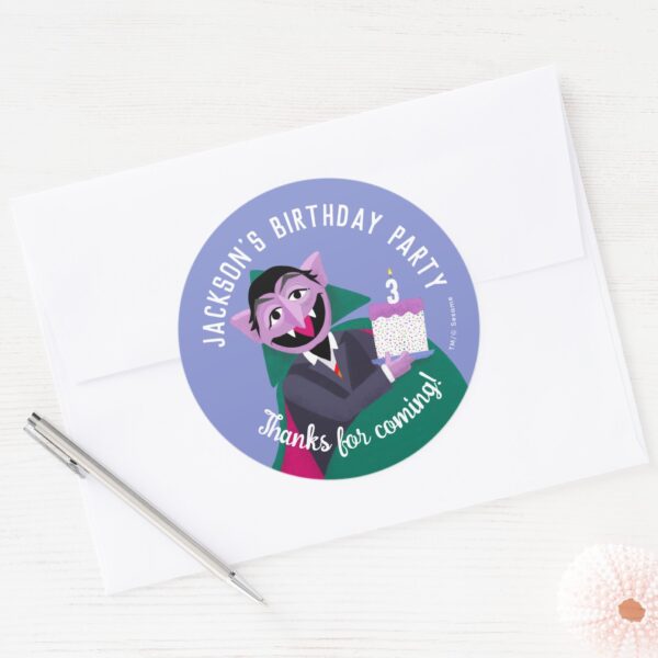 Count_von_Count_Number_Cake_Birthday_Party_Classic_Round_Sticker_3 Count Von Count Number Cake Birthday Party Classic Round Sticker