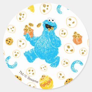 Crayon_Cookie_Monster_Cookie_Pattern_Classic_Round_Sticker_1 Crayon Cookie Monster Cookie Pattern Classic Round Sticker