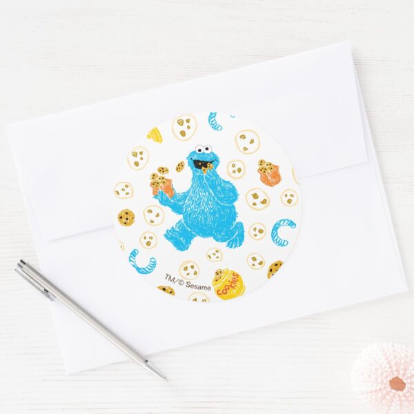 Crayon_Cookie_Monster_Cookie_Pattern_Classic_Round_Sticker_3 Crayon Cookie Monster Cookie Pattern Classic Round Sticker
