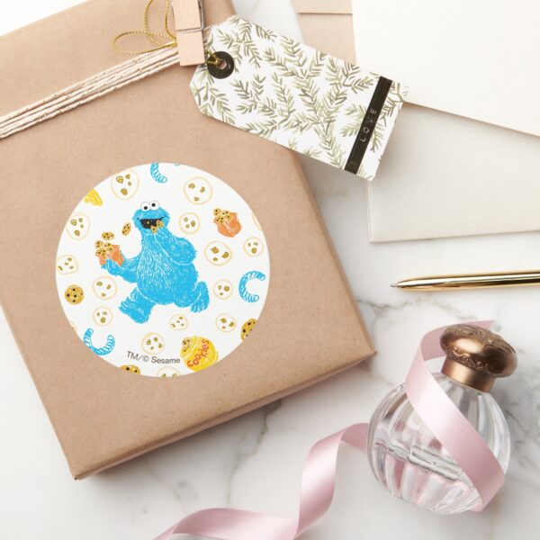 Crayon_Cookie_Monster_Cookie_Pattern_Classic_Round_Sticker_5 Crayon Cookie Monster Cookie Pattern Classic Round Sticker