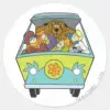 Crowded In The Mystery Machine Classic Round Sticker