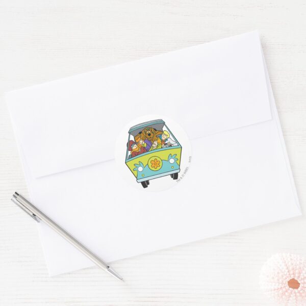 Crowded In The Mystery Machine Classic Round Sticker