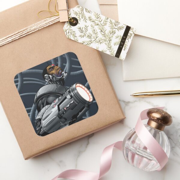 Cyborg Weapon Bust Square Sticker