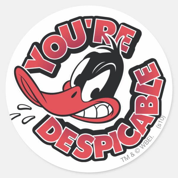 DAFFY_DUCK™_-_You're_Despicable_Classic_Round_Sticker_1 DAFFY DUCK™ Youre Despicable Classic Round Sticker