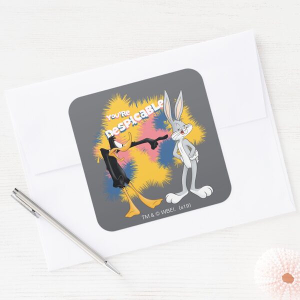 DAFFY_DUCK™_&_BUGS_BUNNY™__You're_Despicable__Square_Sticker_3 DAFFY DUCK™ BUGS BUNNY™ Youre Despicable Square Sticker