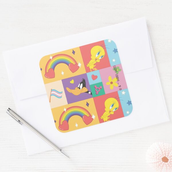 DAFFY DUCK™ TWEETY™ Pride Pattern Square Sticker