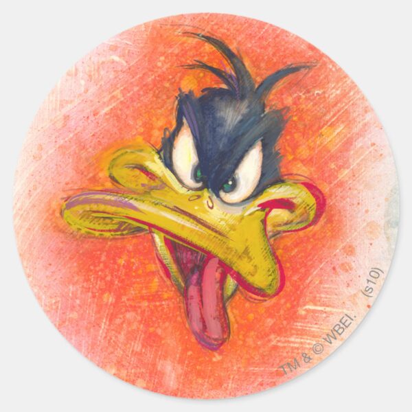 DAFFY_DUCK™_in_Orange_Classic_Round_Sticker_1 DAFFY DUCK™ In Orange Classic Round Sticker