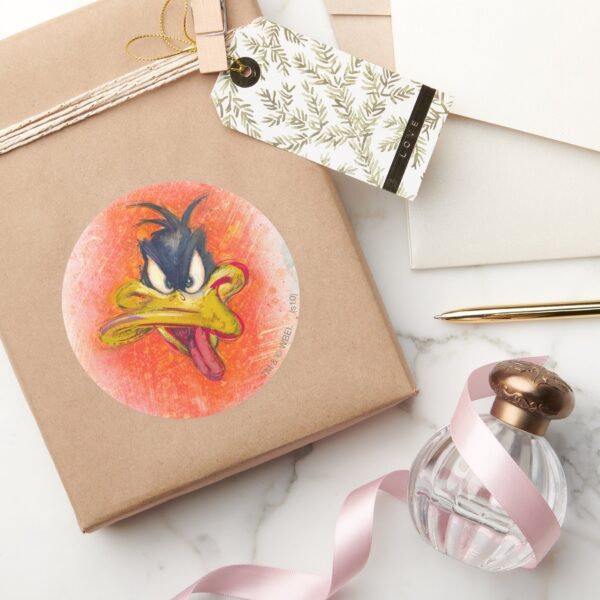 DAFFY_DUCK™_in_Orange_Classic_Round_Sticker_5 DAFFY DUCK™ In Orange Classic Round Sticker