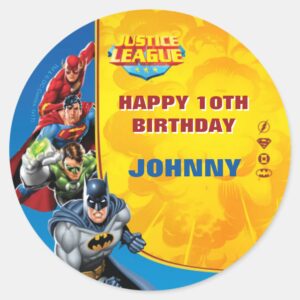DC Comics Justice League Birthday Classic Round Sticker