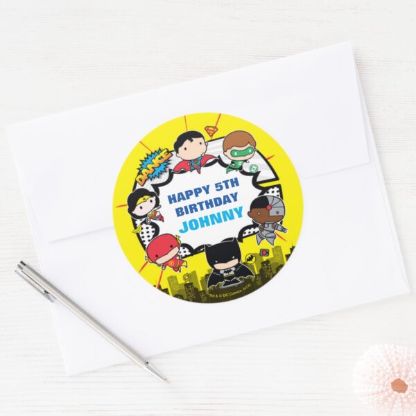 DC_Comics___Justice_League_-_Chibi_Birthday_Classic_Round_Sticker_3 DC Comics Justice League Chibi Birthday Classic Round Sticker