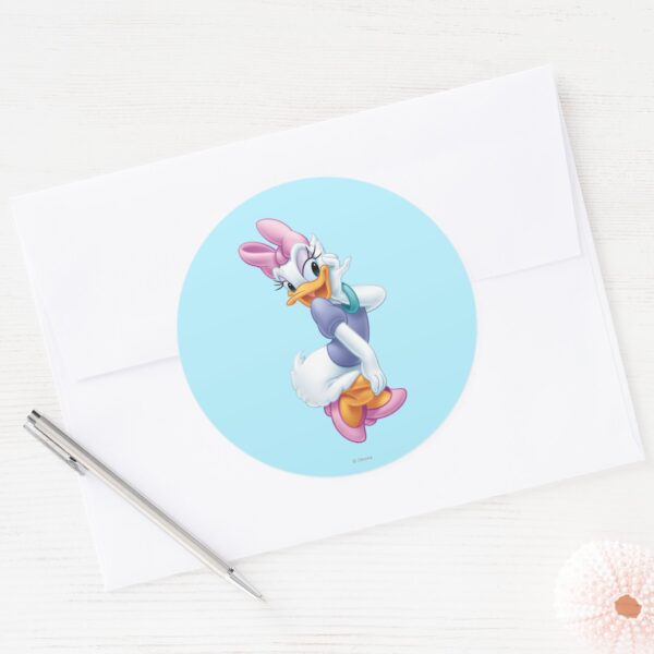 Daisy_Duck___Flirting_Classic_Round_Sticker_3 Daisy Duck Flirting Classic Round Sticker