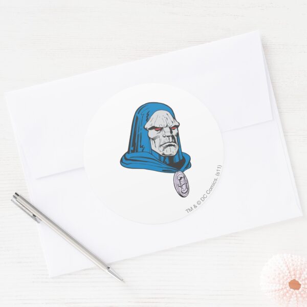 Darkseid_Head_Shot_Classic_Round_Sticker_3 Darkseid Head Shot Classic Round Sticker