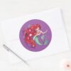 Decorated_Hair_Princess_Ariel_Watercolor_Classic_Round_Sticker_3 Decorated Hair Princess Ariel Watercolor Classic Round Sticker
