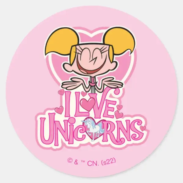 Dee Dee I Love Unicorns Classic Round Sticker