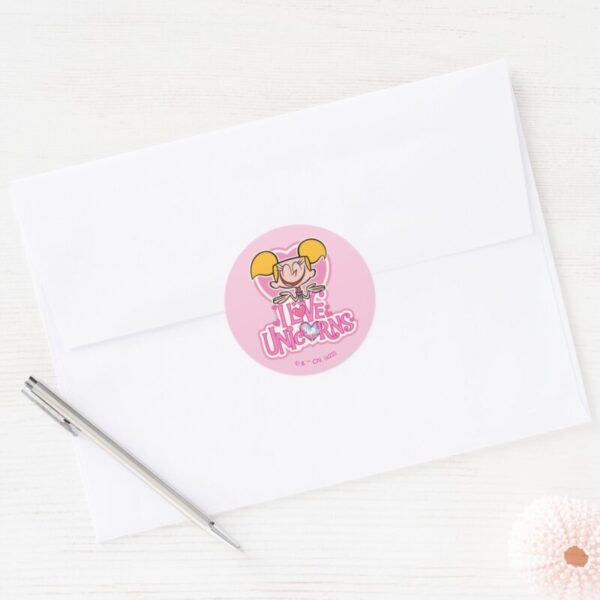 Dee Dee I Love Unicorns Classic Round Sticker