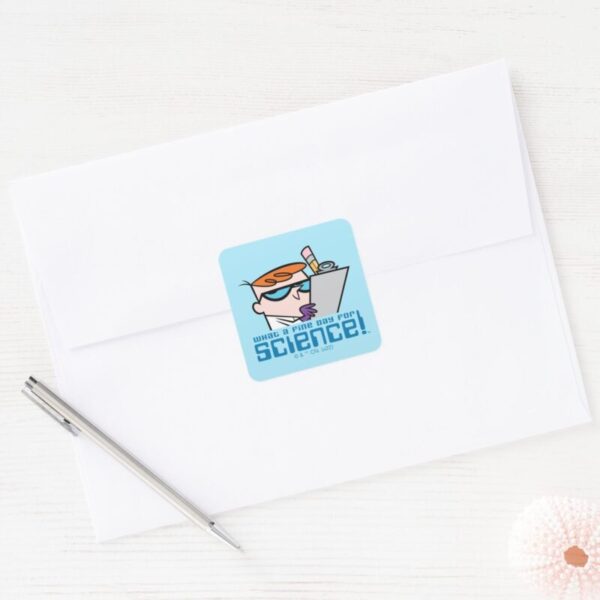 Dexter_-_What_A_Fine_Day_For_Science!_Square_Sticker_3 Dexter What A Fine Day For Science Square Sticker