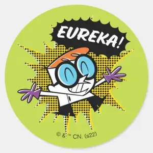 Dexter Eureka Halftone Callout Graphic Classic Round Sticker
