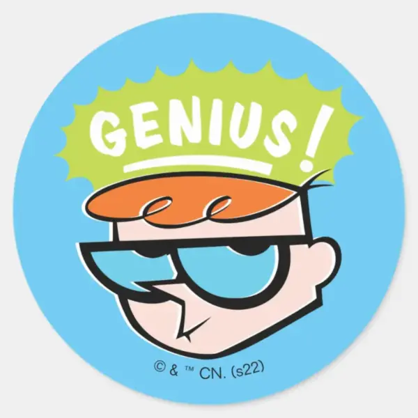 Dexter__Genius__Callout_Graphic_Classic_Round_Sticker_1 Dexter Genius Callout Graphic Classic Round Sticker