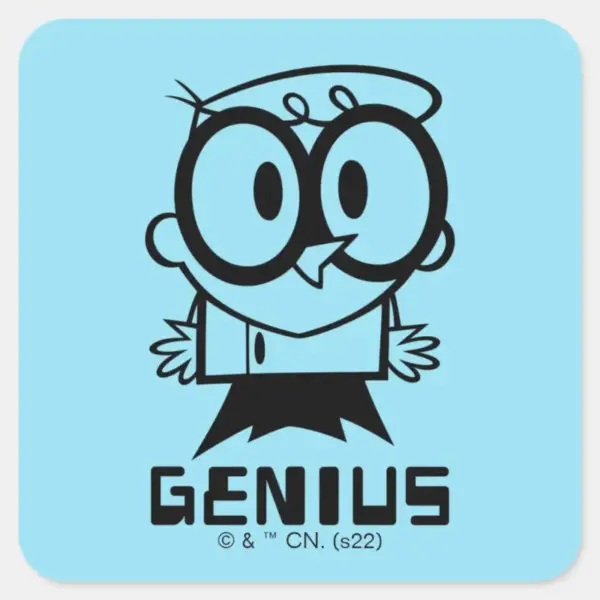 Dexter__Genius__Outline_Graphic_Square_Sticker_1 Dexter Genius Outline Graphic Square Sticker