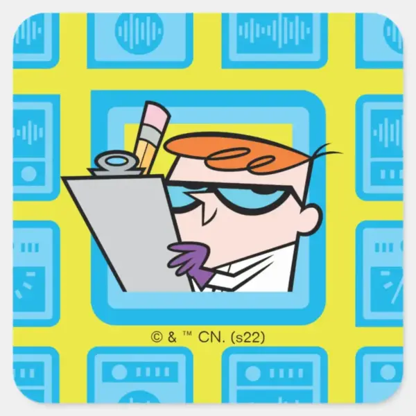 Dexter's_Laboratory_Experiments_Pattern_Square_Sticker_1 Dexters Laboratory Experiments Pattern Square Sticker