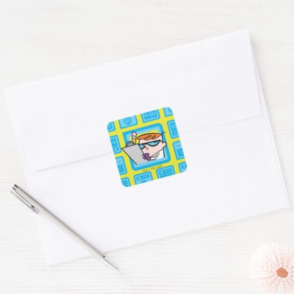 Dexter's_Laboratory_Experiments_Pattern_Square_Sticker_3 Dexters Laboratory Experiments Pattern Square Sticker