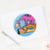 Dino Licking Fred Flintstone Classic Round Sticker