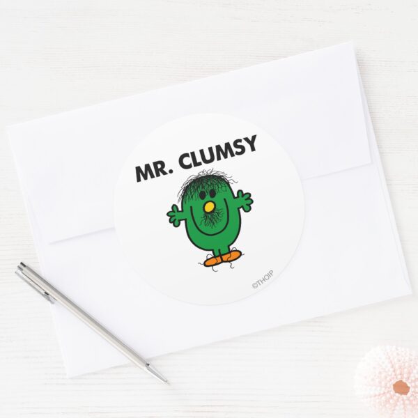 Disheveled_Mr._Clumsy_Classic_Round_Sticker_3 Disheveled Mr. Clumsy Classic Round Sticker