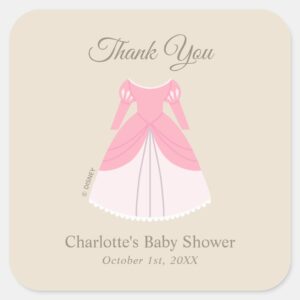 Disney Aurora Dress Girl Baby Show Thank You Square Sticker