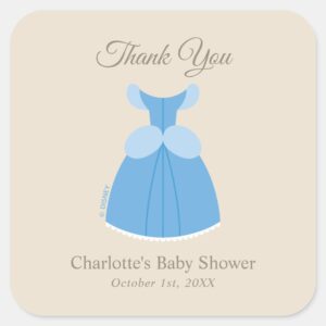 Disney Cinderella Dress Girl Baby Show Thank You Square Sticker