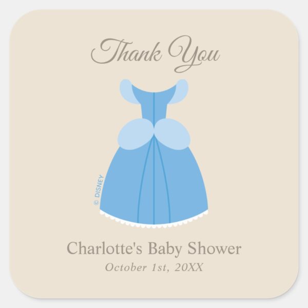Disney_Cinderella_Dress___Girl_Baby_Show_Thank_You_Square_Sticker_2 Disney Cinderella Dress Girl Baby Show Thank You Square Sticker