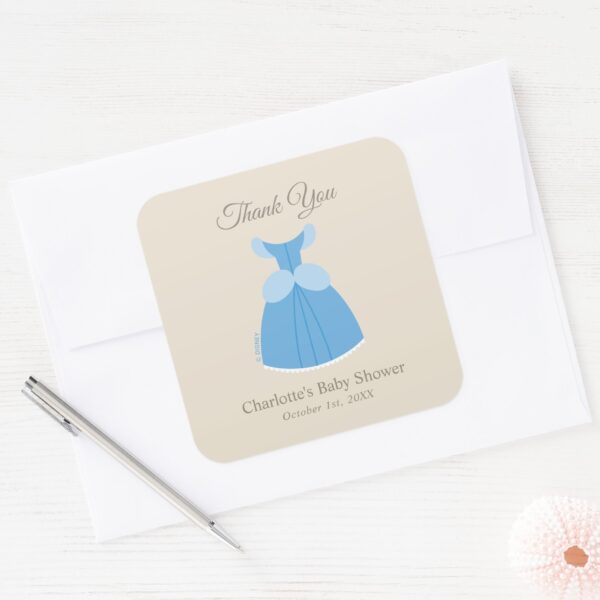 Disney_Cinderella_Dress___Girl_Baby_Show_Thank_You_Square_Sticker_4 Disney Cinderella Dress Girl Baby Show Thank You Square Sticker
