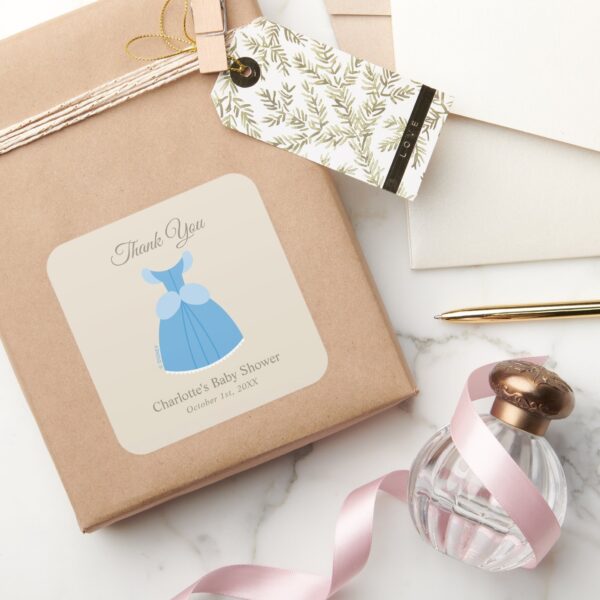 Disney_Cinderella_Dress___Girl_Baby_Show_Thank_You_Square_Sticker_6 Disney Cinderella Dress Girl Baby Show Thank You Square Sticker
