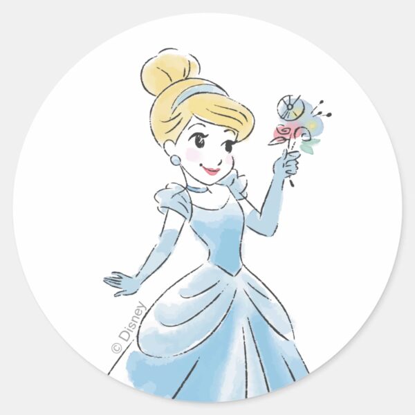 Disney_Cinderella_Watercolor_Classic_Round_Sticker_1 Disney Cinderella Watercolor Classic Round Sticker