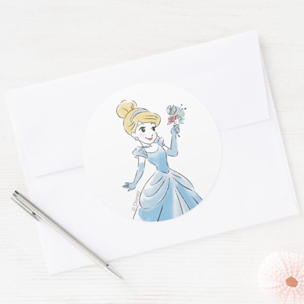 Disney_Cinderella_Watercolor_Classic_Round_Sticker_3 Disney Cinderella Watercolor Classic Round Sticker