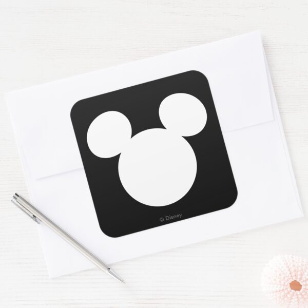 Disney_Logo___Mickey_Mouse_Silhouette_Square_Sticker_3 Disney Logo Mickey Mouse Silhouette Square Sticker