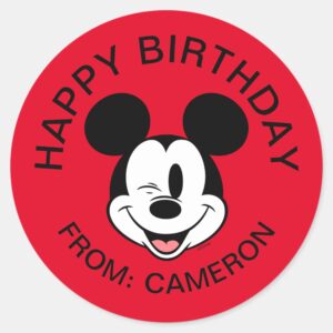 Disney_Mickey_Mouse_Winking_Face___Happy_Birthday_Classic_Round_Sticker_1 Disney Mickey Mouse Winking Face Happy Birthday Classic Round Sticker